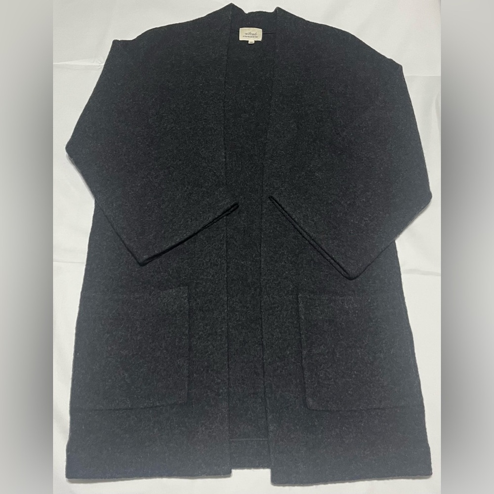 Wilfred Charcoal Open-Front Cardigan 100% Wool